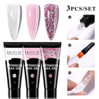 LILYCUTE 15ml Extension Gel Nail Polish Set Quick Nail Prolong With Extend Mold Nail Tips Acrylic Solution Manicure Tools Kit