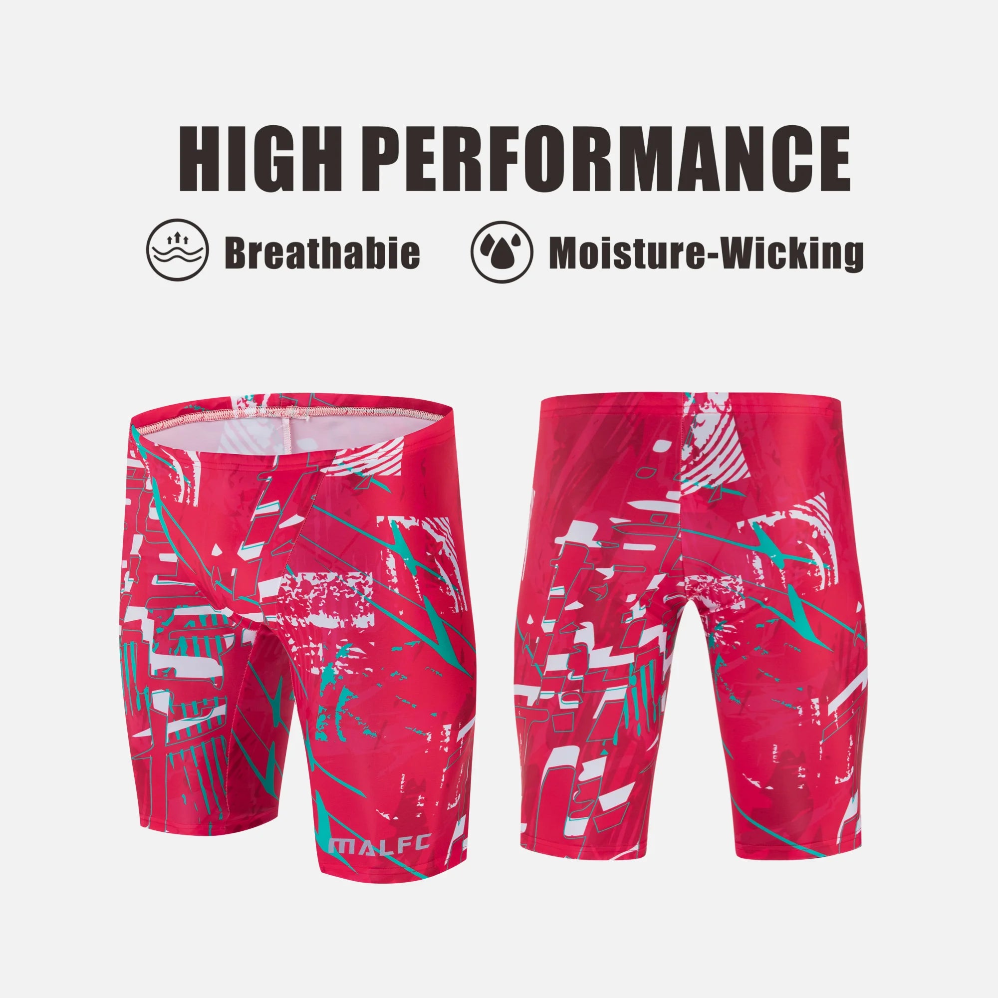MALFC Summer Men's Swim Jammer Short Training Swimsuit Quick Drying Beach Swimming Trunks Swimwear Sports Tights Surf Shorts