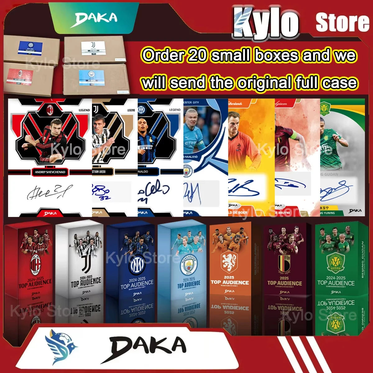 Wholesale Daka 2025-2026 Collection Cards Top Audience Machester Cuty Juventus Ac Milan Internazionale Milano Football Star Toy Main image