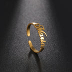 Custom Double First Name Finger Ring For Women Men Personalized Couple Family Gift Gold Color Stainless Steel Metal Jewelry