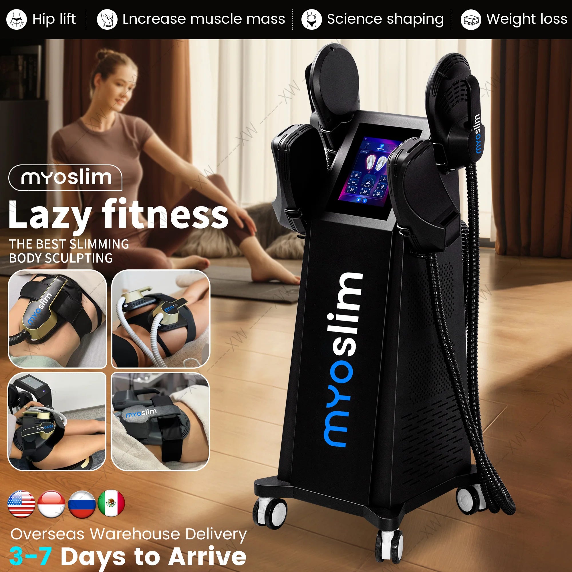 Newest Myoslim Neo RF EMS Body Sculpting Machine 6500W HI-EMT Muscle Stimulator Butt Lift Massage Equipment for Body Shaping