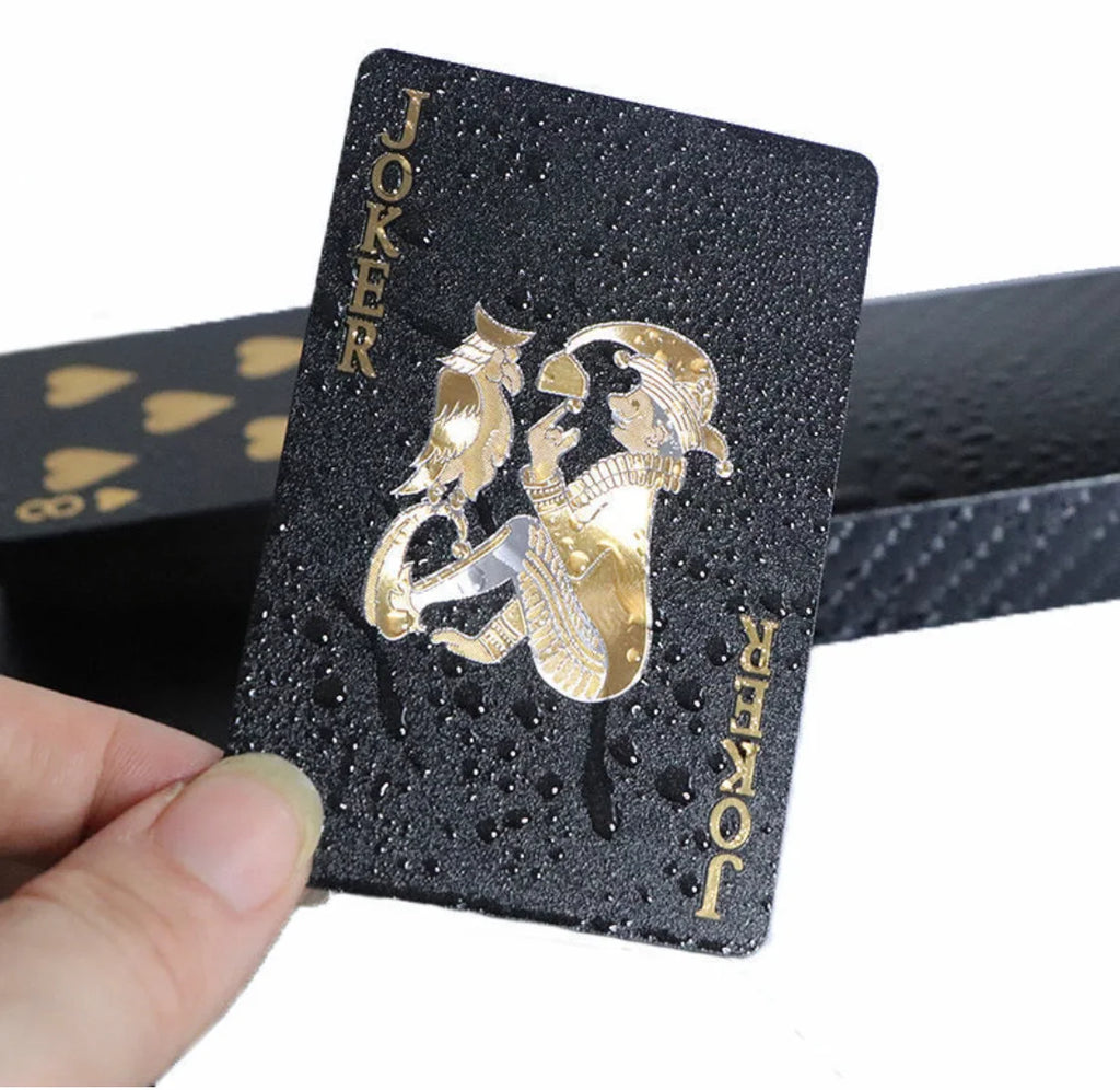 Brand New 54-piece Black and Gold Plastic Playing Card Foil Poker Set Magic Tool Party Tabletop Game