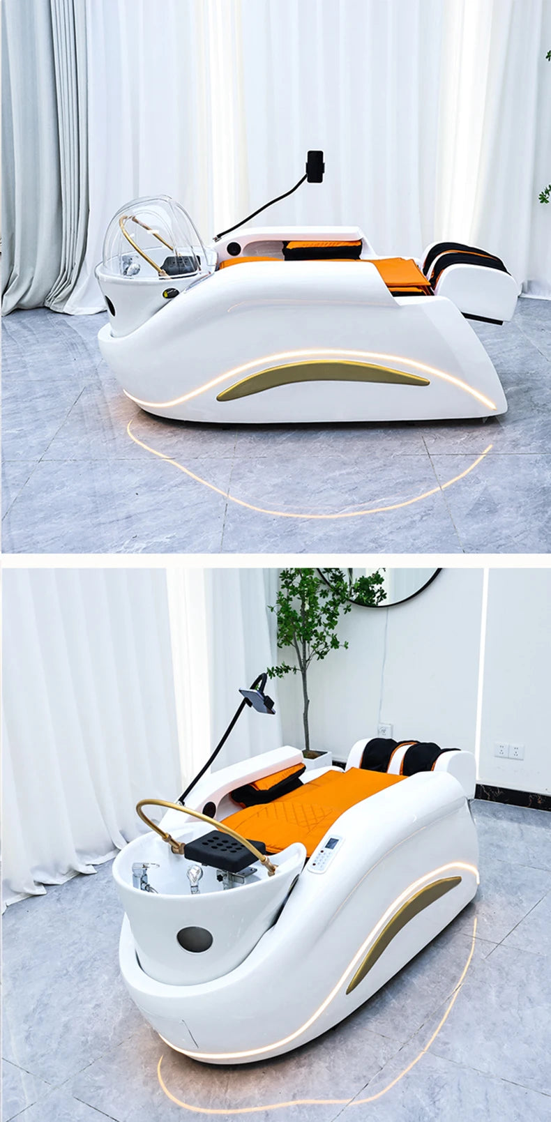 Professional Hot Sell Electric Lay Down Salon Head Spa Massage Shampoo Bed With Head Therapy and Steamer