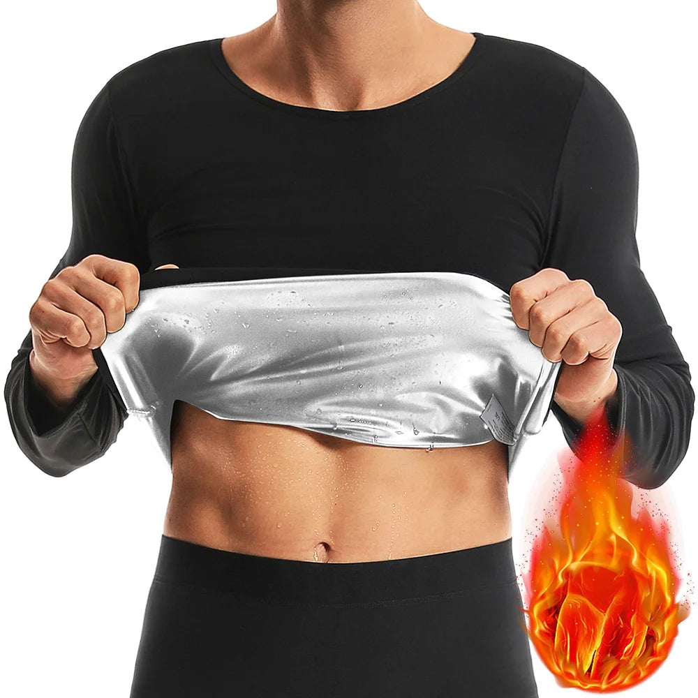 Sauna Weight Loss Sweating Long Sleeves Men Sauna Suit Bodybuilding Tops Gym Workout Corsets Fat Burning Sweat Suit Trimmer Main image