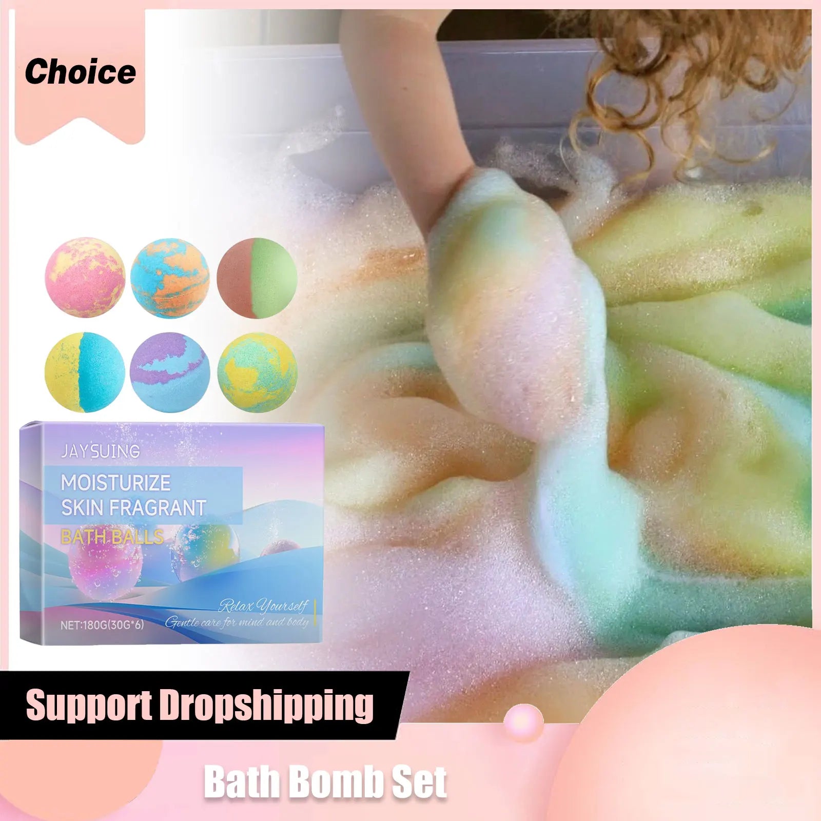 Bath Bomb Lasting Fragrance Aromatherapy Floral Scent Exfoliating Moisture Body Wash Cleansing Spa Salt Ball Bubble Bombs Shower Main image