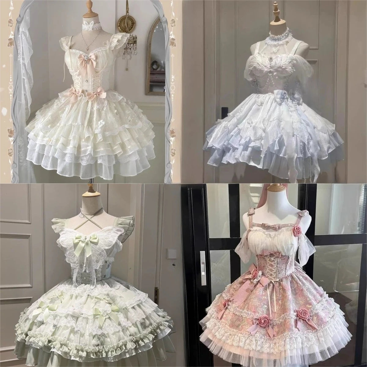 Summer Japanese Style Kawaii Lolita Dress Women Party Vintage Sweet Lace Bow Birthdays Cake Dresses Harajuku Y2k Bandage Dress Main image