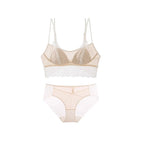 SuyaDream, Woman Lace Bra Set, Real silk Linings, Thin Mold Cup, Wire Free, Meshes Sheer Underwears, 2025 cozy Intimates