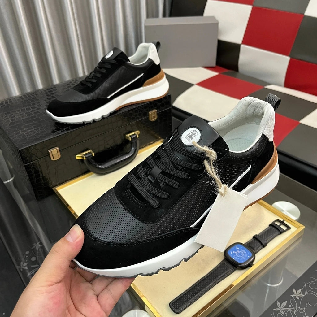 Luxury Brand Men's Shoes Handmade Casual Sneakers Jacquard Nylon Fabric with Suede Hiking Cycling Running Shoes Holiday Gifts