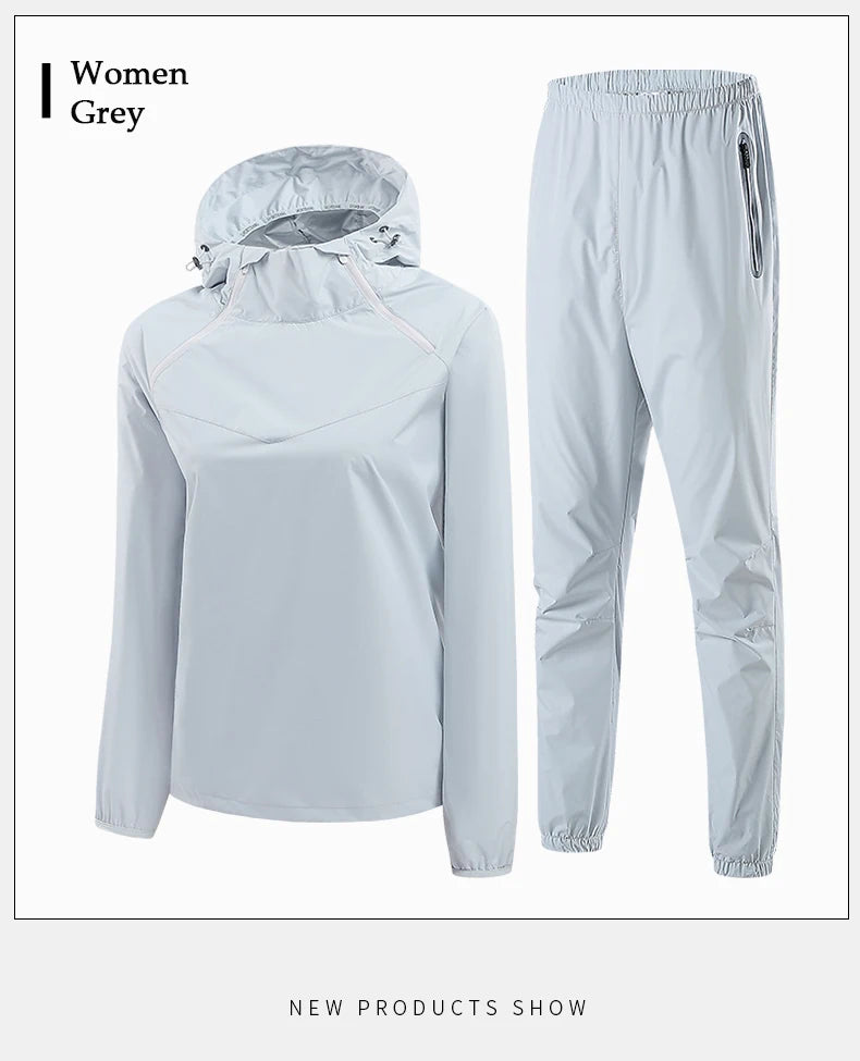 Men Double Zipper Sport Fitness Running Set Women Double Zipper Running Fitness Weight Loss Sweating Sweating Easy Lose Fat Set