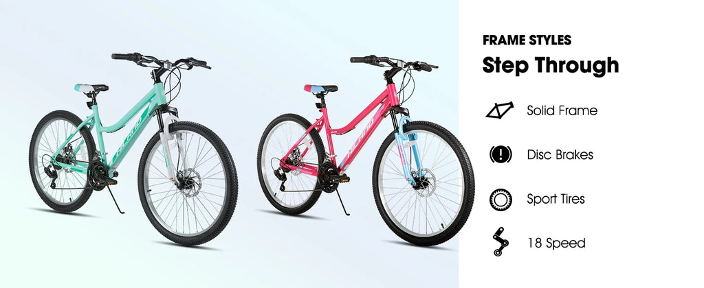 Hiland 26 Inch Women's Mountain Bike, 18-Speed with Front Suspension Fork, Dual Mechanical Disc Brakes, Aluminum Frame MTB