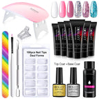 Poly Nail Gel Full Set With 6W LED Lamp Nail Set For Beginner Nail Tips Art 3D Design Decoration Extension Manicure Tools Kit
