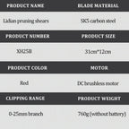 30mm Brushless Electric Pruning Shears Garden Fruit Tree Bonsai Pruning Shears Pruning Machine Tools for 21/18V  Batteries