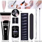 LILYCUTE 15ml Extension Gel Nail Polish Set Quick Nail Prolong With Extend Mold Nail Tips Acrylic Solution Manicure Tools Kit