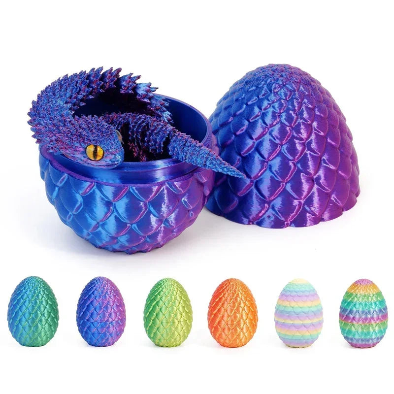 3D Printing Action Figure Snake Egg Toys Creative Stress Relief Anime Figures Moveable Rotation Desktop Ornaments Gift