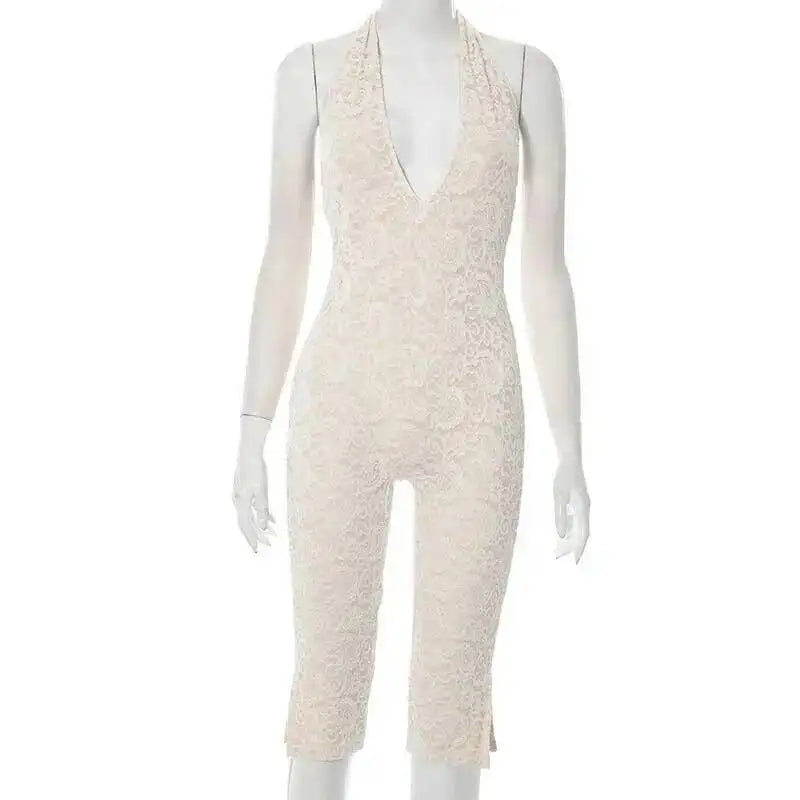 Avrilyaan Lace Seven-Point Long Pants Bodycon Sexy Party Deep V Playsuits Women Rompers Womens Jumpsuit 2025 Summer Overalls
