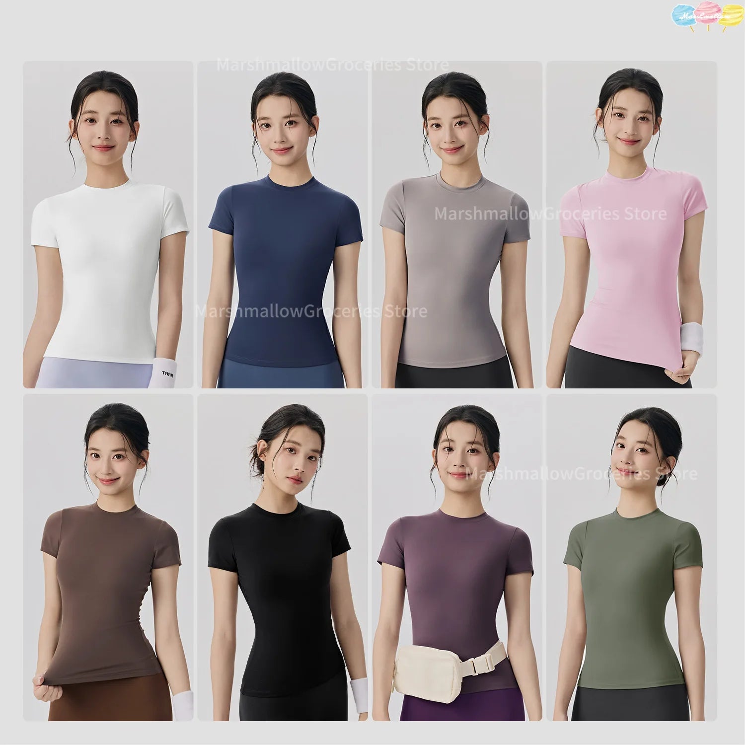 Spring and Summer Yoga Wear Short-sleeved Nude Tight-fitting Fitness Wear for Women Outdoor Running Training Sports T-shirt