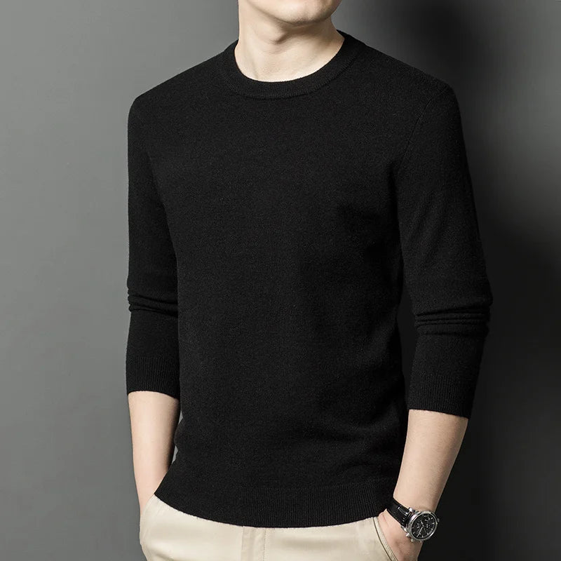 2025 New Men's Casual Sweater Round Neck Long Sleeve Knitted Sweater Diamond Pattern Fashion Versatile Top 2029