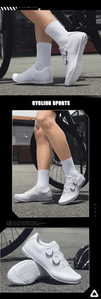 Speed Cycling Sneaker Men's Road Cycling Shoes Cleat Shoes Spd Shoes Cycling Flat Pedal Shoes Man Bike Outdoor Footwear White