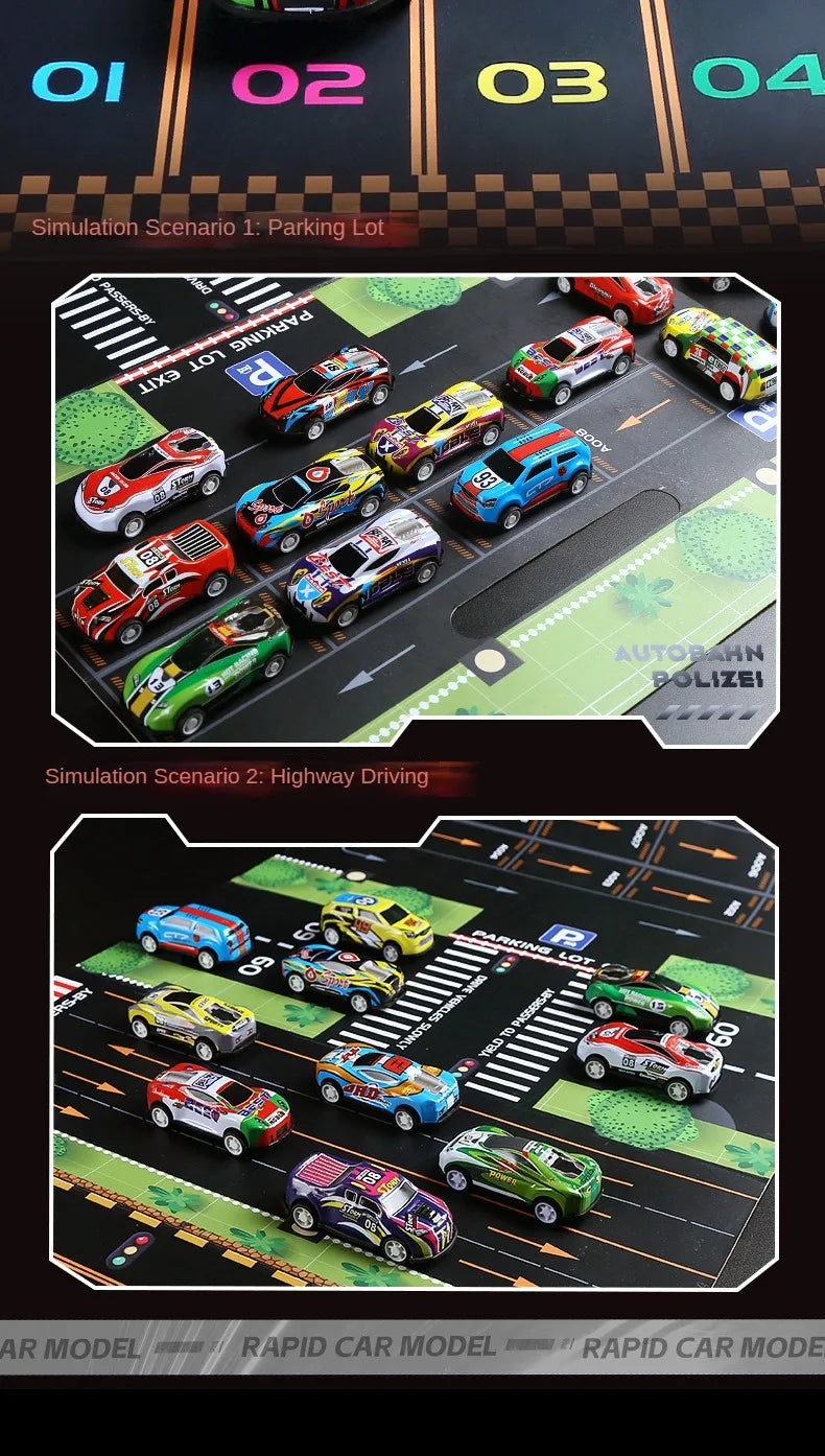 48pcs Metal Iron Alloy Cars Truck Toys Train Track Set Slot Car Models for Children's Toys Boy Miniature Trolleys Christmas Gift
