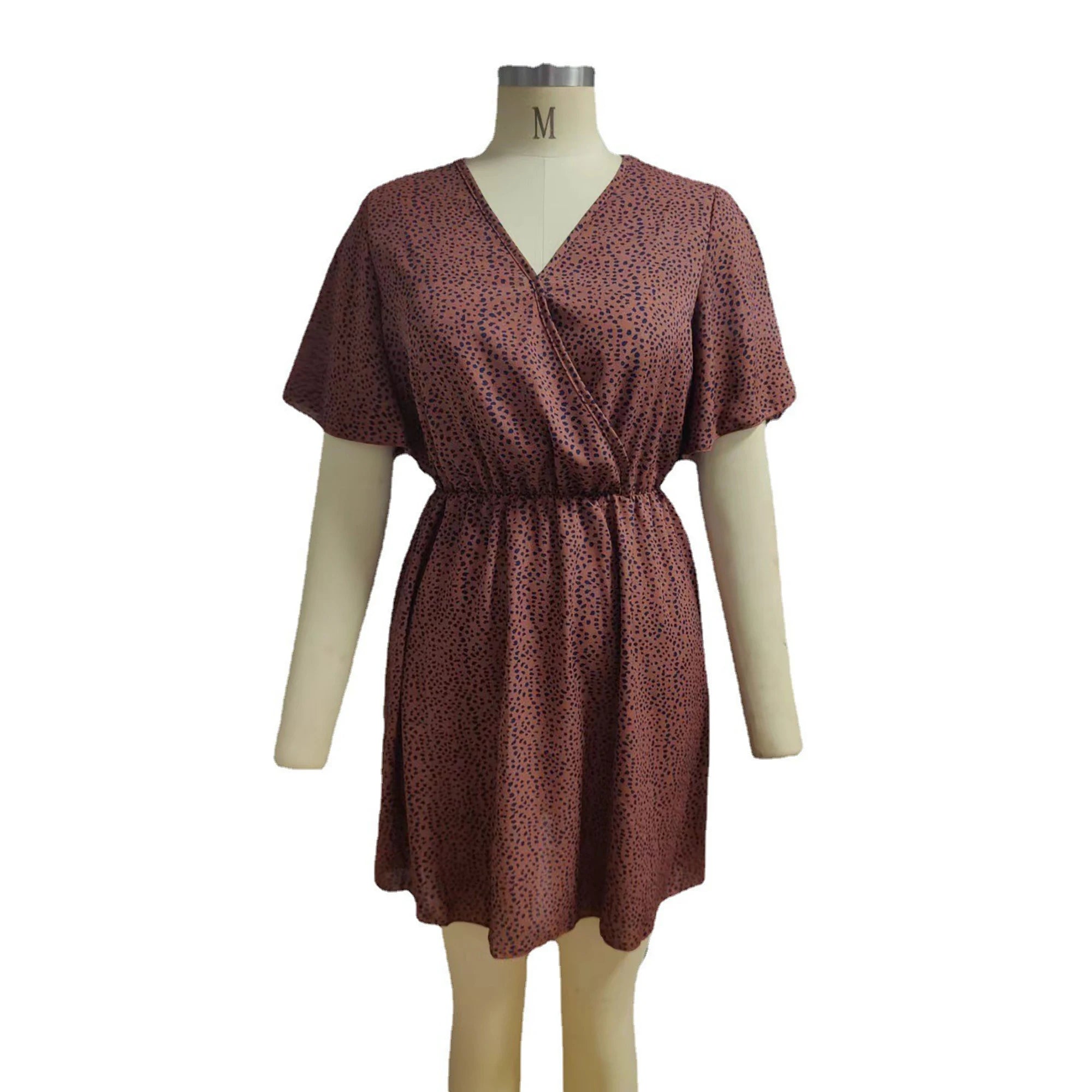2024 Europe and the United States spring and summer new women's dress print V-neck short-sleeved casual loose dress women