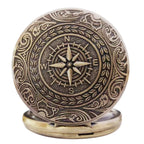Retro Charm Neutral Fashion Compass Engraved Quartz Pocket Watch Steampunk Men's and Women's Necklace Pendant Gift
