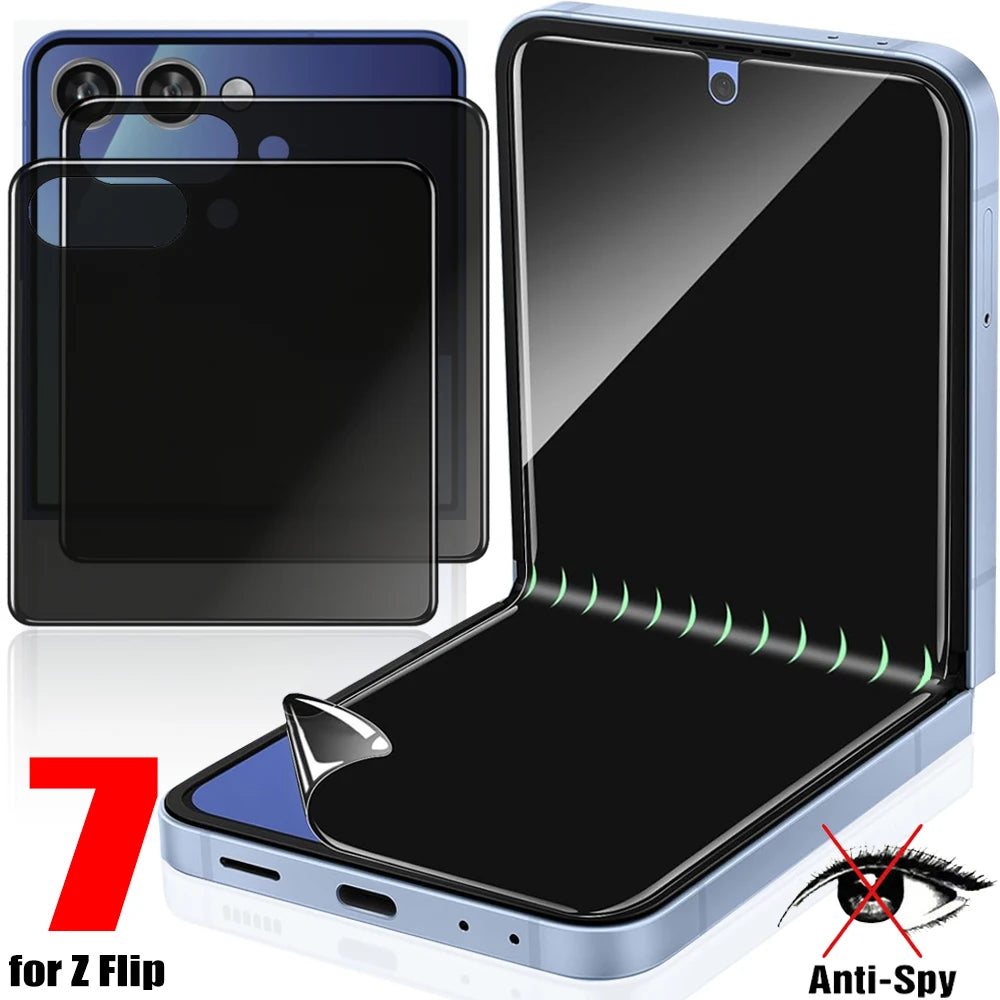 4in1 Privacy Screen Protector Inner & Outer Anti-Spy Hydrogel Films for Samsung Galaxy Z Flip 7 Flip7 Anti-peeping Protectors Main image