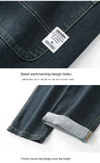 Spring and Autumn Men's Baggy Jeans Casual Straight Stretch Versatile Wide-leg Business Denim Pants Comfortable Loose Trousers