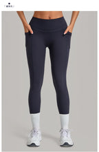 Women's Gym High-waisted High-stretch Yoga Pants with Side Pockets Leggings Workout Running Tights Quick-dry Fitness Trousers