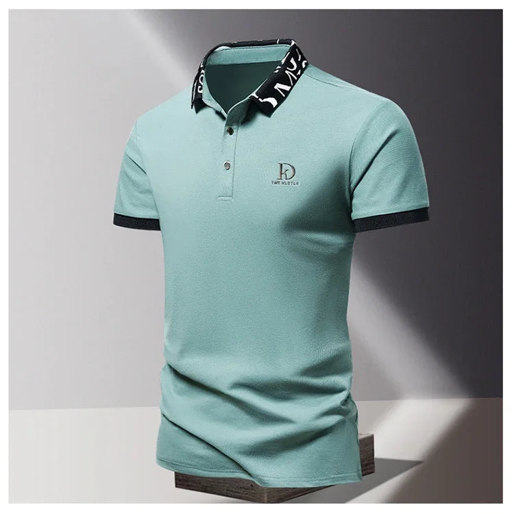 Summer men's POLO shirt fashionable ice silk quick drying short sleeved T-shirt solid color loose fitting business collar top