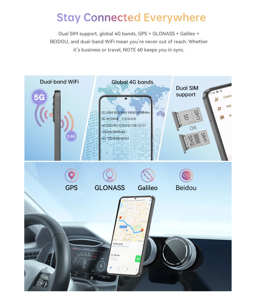 Cubot Note 60 Smartphone, Android 15, 7.2-inch 120Hz Display, Octa-core,16GB(6+10GB )RAM 128GB ROM, 48MP Camera, 7000mAh Battery