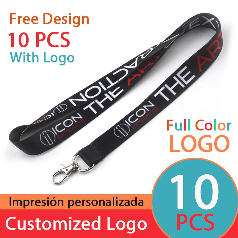 10 Pcs/lot Custom logo lanyard Neck Rope Keychain Personal Print With My Logo Company Name Wholesale of customized Landyard Main image