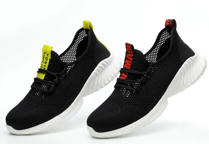 summer work shoes with protection breathable Lightweight safety shoes with iron toe anti-stab anti-slip working summer shoes