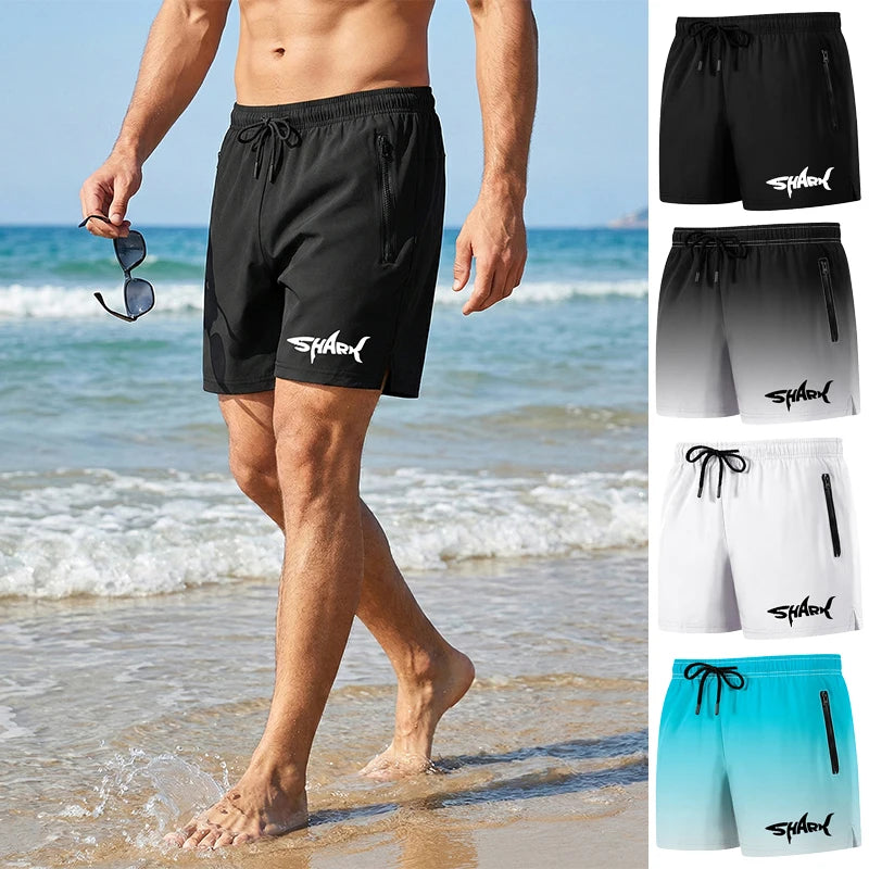 Shark Graphic Men's Board Shorts Summer Casual Beach Shorts with Mesh Liner Zipper Pockets Quick Dry Swim Trunks Bathing Suit Main image