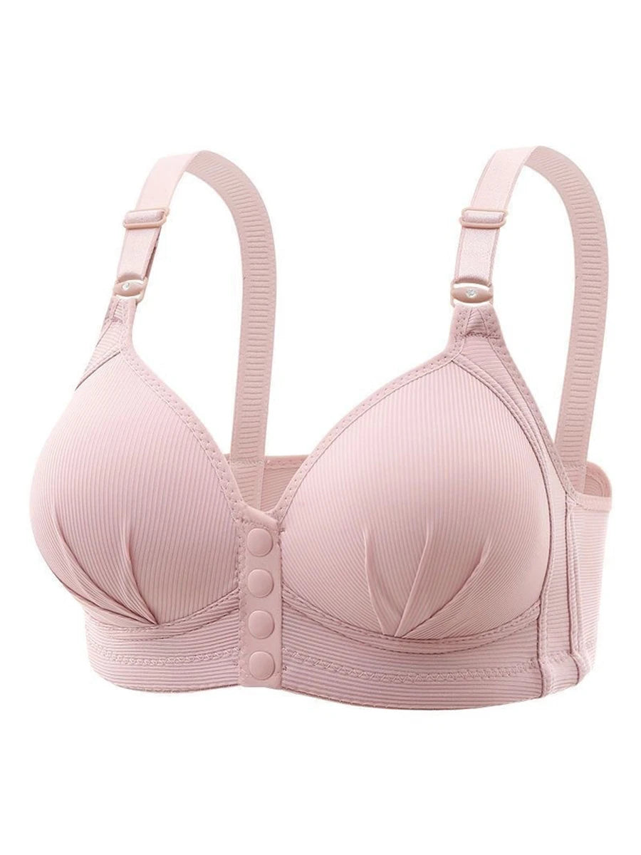 Wire Free Front Buckle Bra Thin Cup Breathable Push Up Side Support Vest Style Adjustable Comfort Underwear For Women