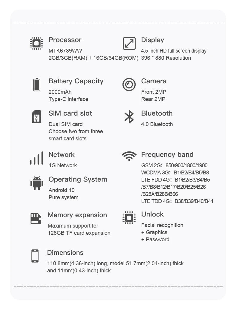 SERVO S45 Pro mini Smartphone Dual SIM Card Android 10.0 4.0'' HD 2000mAh Battery WIFI Bluetooth 4G Small Mobile Phone
