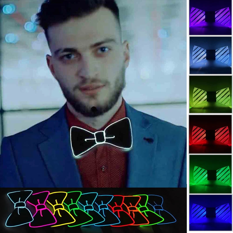 Luminous Bow Tie Neon Light Trendy Costume Accessories Glowing Acrylic LED Tie For Halloween Cosplay Costume Music Dancing