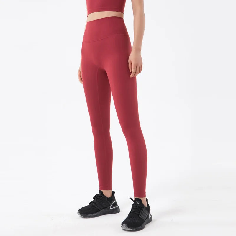 SOISOU Nylon Yoga Pants Gym Leggings Women Girl Fitness Soft Tights High Waist Elastic Breathable No T Line Sports Pants