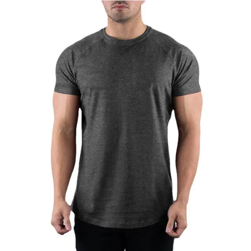Men Summer Fitness Plain Gym T-shirt Clothing O-Neck Short Sleeve T shirt Cotton Slim Fit Tshirt Bodybuilding Workout Tees Tops Main image