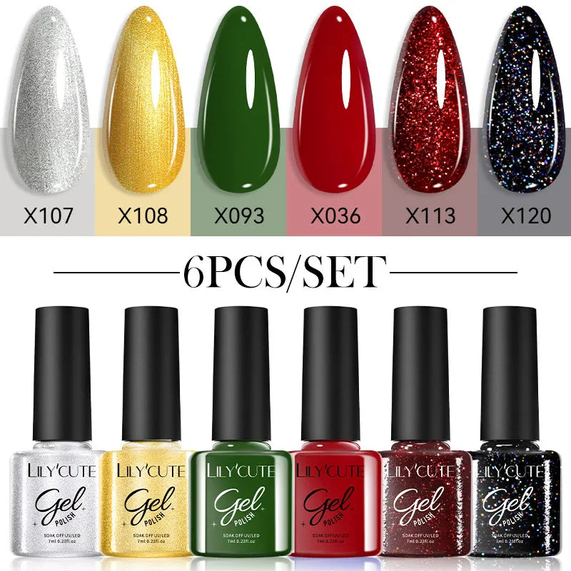 LILYCUTE 6PCS Gel Nail Polish Set Summer Neon Nail Gel Kits For DIY Nail Vernis Semi Permanent UV Lamp Gellak Nail Varnish Set