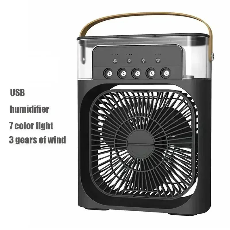 3 In 1 Mini Air Cooler Fan Portable Household Air Conditioner Humidifier LED Night Light For Home Office Desk Use25.5x18.5x8cm