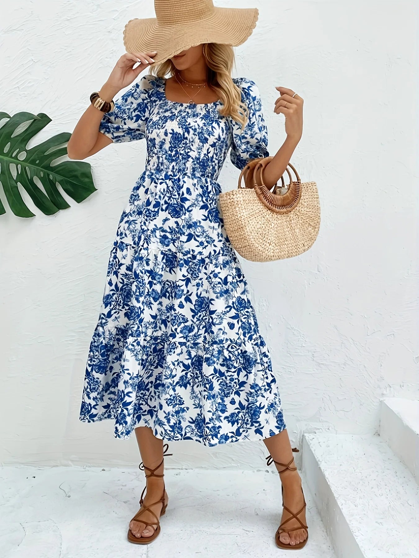 Elegant Direction Long Floral Print Dress with Collar Floral Print Maxi Dress Women's Fashion Elegant Style Main image