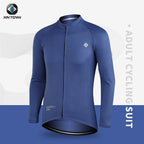 XINTOWN Men's Long Sleeve Cycling Jersey, Spring/Summer Racing Apparel, Export Bicycle Clothing, Solid Color Long Top