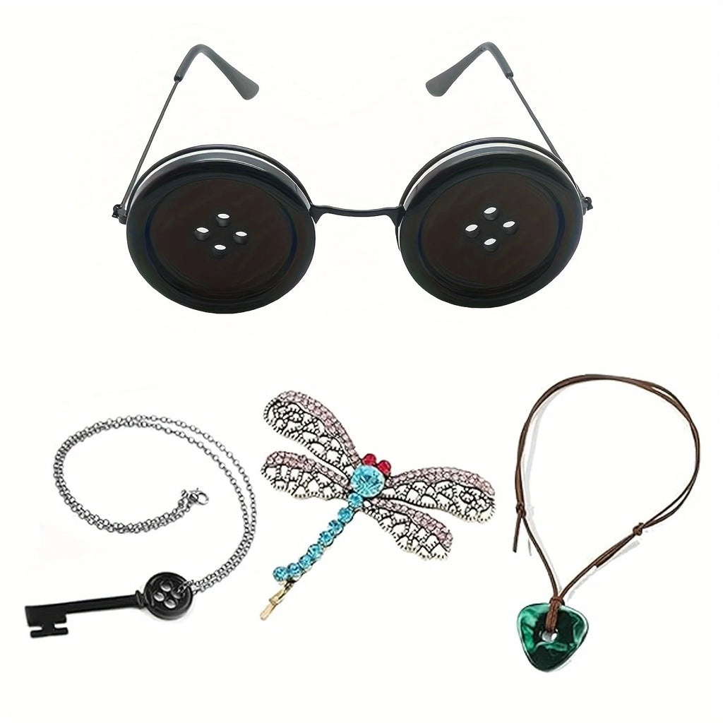 1PC/2PC Coralines Button Eyes Glasses Halloween Cosplay Eyewear Props Novelty Funny Glasses For Other Mother Costume Accessories