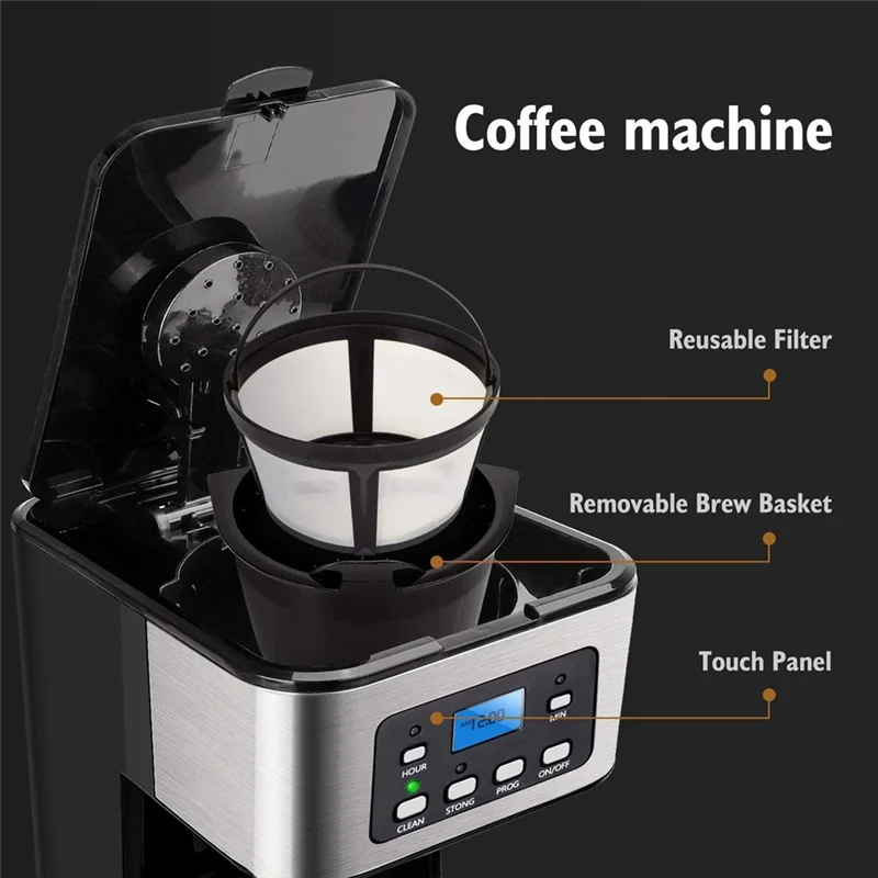 SOKANY 950W 1.5L Electric Coffee Maker 12-Cup Coffee Maker With 24-Hour Preset Keep Warm Function With Function US Plug