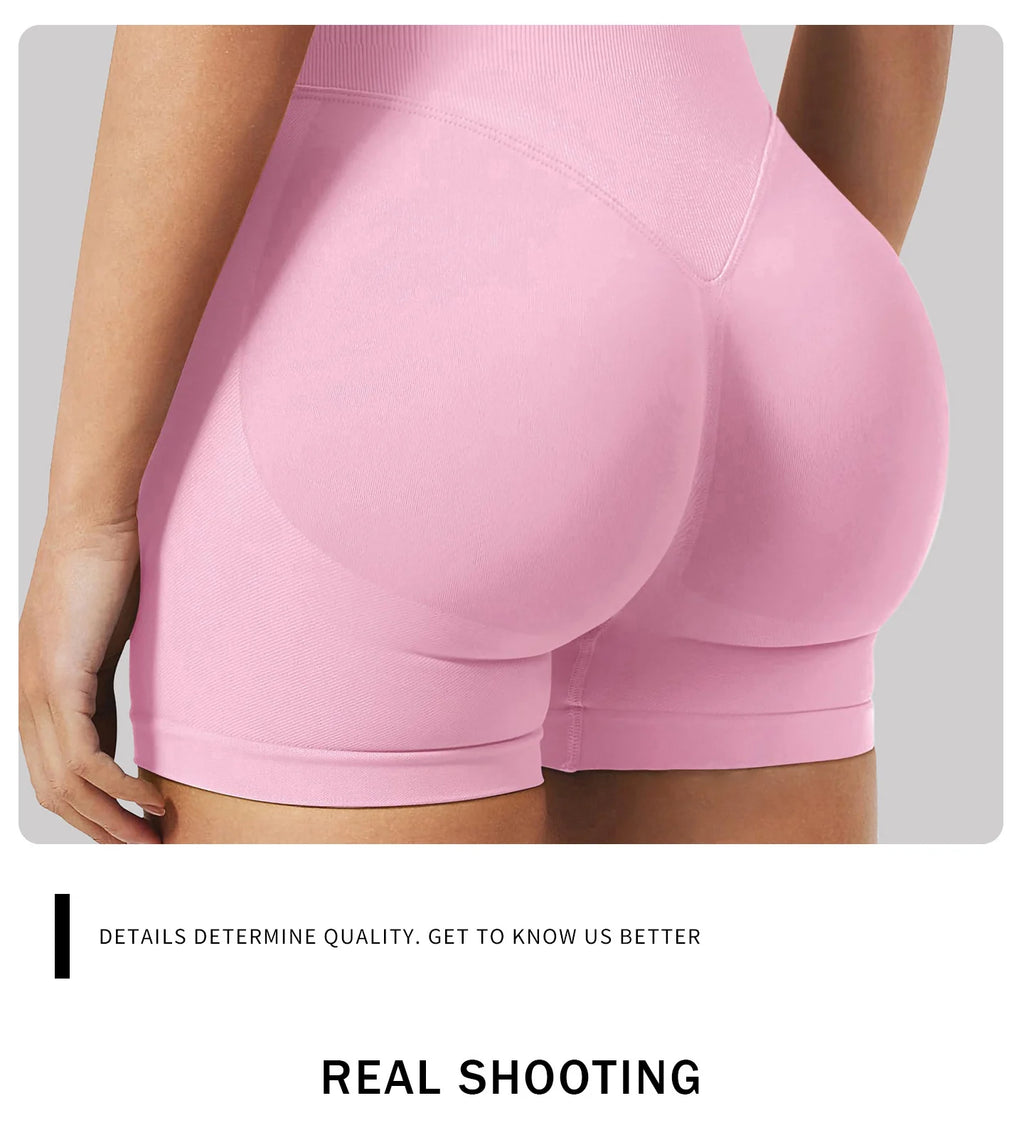 4.5''Shorts Seamless Low Ribbed Waistband Gym Shorts Scrunch Bum Yoga Shorts Booty High Stretch Running Bike Shorts