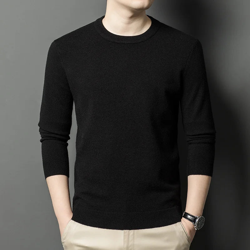 2025 New Men's Casual Sweater Round Neck Long Sleeve Knitted Sweater Diamond Pattern Fashion Versatile Top 2029