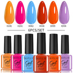 LILYCUTE 6PCS Gel Nail Polish Set Summer Neon Nail Gel Kits For DIY Nail Vernis Semi Permanent UV Lamp Gellak Nail Varnish Set