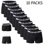 4/10 Piece Men's And Teenagers' Four Season Black Basic Versatile Elastic Waisted Underwear Boxer Shorts Plus Size Sport Shorts