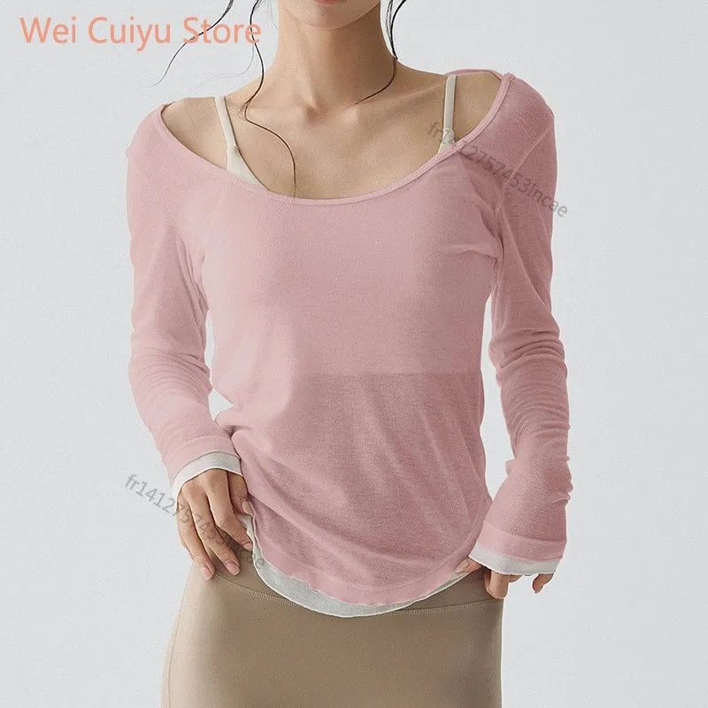 Quick Dry Long Sleeve Yoga Shirt Women Fitness Sports Top Running Gym Workout T-Shirt Female Athletic Active Wear Main image