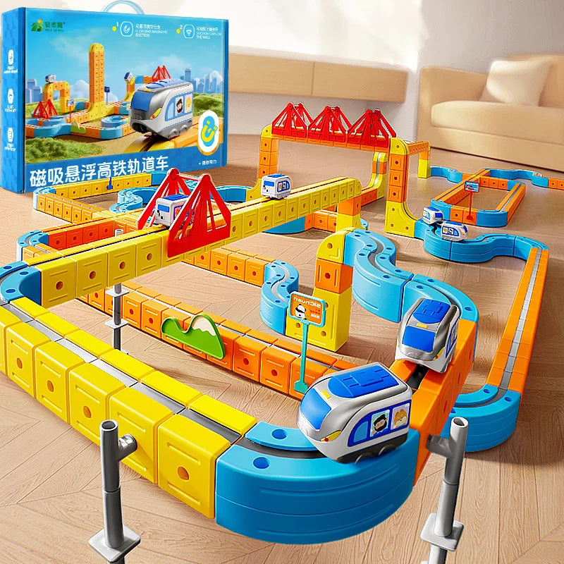 Magnetic Train Toy For Boys Track 1:64 Electric Rail DIY Magic Vehicle Model Toys Education 3 Years Children Gifts Main image
